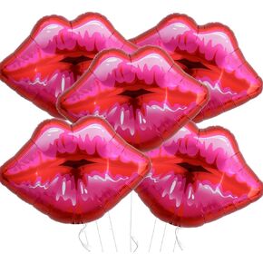 Pack of 5 Huge Red Lip Balloons Large Pink Lips Balloon Big Foil Lip Balloons for Makeup Themed Party Anniversary Decor Kiss Foil Balloons for Kiss The Miss Goodbye (30 Inch)