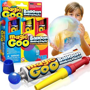 4M Magic Goo - Magic Plastic Bubble Balloons Variety Pack of 3 Colors - Blow Up Balloons with Straw - Clear Balloons Bubbles for Party Favors - Large Plastic Balloons, for Kids