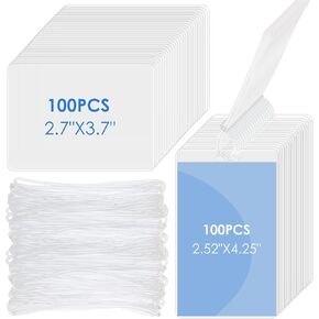 Clear Luggage Tags,Business Card Laminating Pouches,Glossy Clear Laminating Pouch Sealed,Luggage Tag Laminating Pouches for Work Permits Pass Cards id Card Student ID Cards(200pcs+50 Ropes)