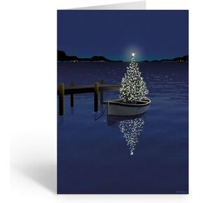 Stonehouse Collection Holiday Boat Christmas Card - 18 Boating Boxed Cards and Envelopes - USA Made (Standard)