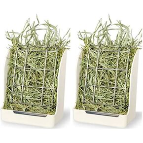 Hay Feeder Rack - 2019 Upgraded 2-Pack Hay Feeder Manger Rack for Rabbit Guinea Pig Chinchilla and Other Small Animals White