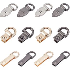 WADORN 12 Pack Metal Bag Chain Buckle, 6 Styles Alloy Purse Suspension Clasp Handbag Side Clip Buckles Detachable D Ring Buckle Chain Link Connector Backpack Hardware for DIY Leather Craft Making