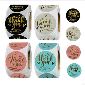 WEGAZ-3200 Pcs 1-Inch Thank You Stickers for Small Business,Thank You Stickers for Packaging, Business Supplies,4 Colors * 800 Sheets