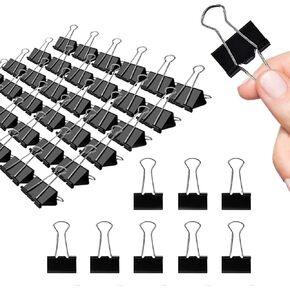 Black Binder Clips, 144 Pack, 1 Inch, Standard 25mm Clamps, Black, Medium Clips, Fold Clamps, Medium Binder Paper Clips, Medium Size, Medium Paper Clips, Office Clip