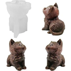 Cat Silicone Mold Kitten Candle Molds Small Kitty Resin Mold 3D Animal Epoxy Casting Mold Chocolate Candy Fondant Mold for Cake Decorating, Polymer Clay, Resin Art Crafts (CAT)