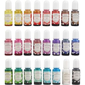 24 Colors Epoxy UV Resin Color Pigment Liquid Transparent Epoxy Resin Colorant Epoxy Resin Color Dye for Resin Coloring, Tumbler, Paints, Crafts,10ml Each