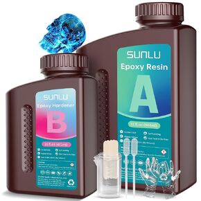 SUNLU Epoxy Resin Kit 48OZ, Crystal Clear Epoxy Resin No Bubble No Yellow, Easy to Mix 2:1 Ratio, Self Leveling Art Resin for Casting, Coating, Jewelry Making, River Table Tops, Gift(32OZ+16OZ)