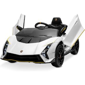 Kidzone 12V مرخصة Lamborghini Autentica Limited Kids ركوب السيارة الكهربائية للأطفال والأطفال الصغار، سيارة رياضية تعمل بالبطارية مع 4 محركات، مراقبة الوالدين، بلوتوث، تعليق زنبركي وردي