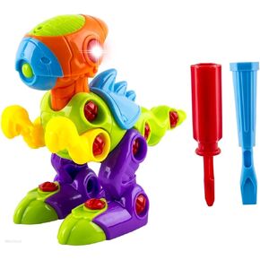 FMT Take-A-Part Take Apart Dino Dinosaur Toy for Boys and Girls Toddlers and Kids with Lights and Sounds Include 2 Screwdrivers for Assembly Building Blocks Tools Play Set
