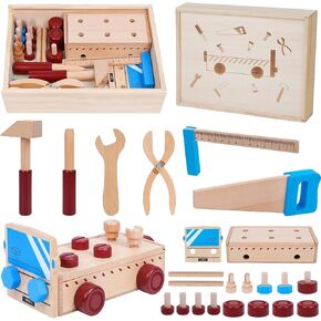مجموعة أدوات خشبية للأطفال الصغار مجموعة أدوات شاحنة خشبية بما في ذلك صندوق أدوات خشبي ألعاب مونتيسوري للأولاد والبنات 2 3 4 سنوات مرحلة ما قبل المدرسة التعليمية الجذعية التظاهر اللعب عيد الميلاد عيد الميلاد هدية عيد الميلاد in Kuwait