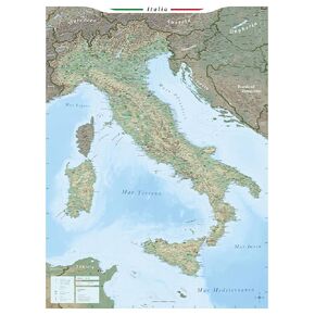 Large map of Italy with full lamination (wall map) 39 x 55 inches, Italian regions