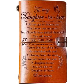 Hiipeenow Daughter in Law Gifts for Wedding Day, To My Daughter-in-Law Leather Travel Journal 140 Pages Presents, Valentines Day Birthday Mothers Day Anniversary Christmas Gifts for Daughter in Law