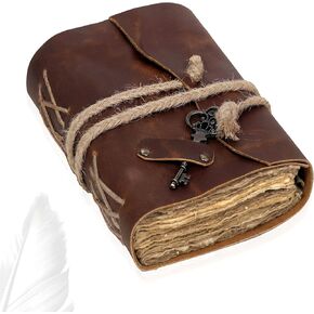 cuero Vintage Leather Journal - Handmade Leather Bound journal with deckle edge paper for Men And Women Diary Notebook - Leather Sketchbook