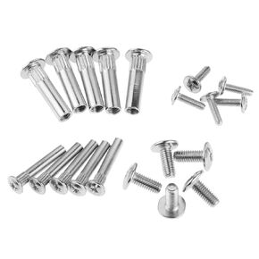 Mtsooning 50SETS Chicago Screws,8mm(0.24inch) Leather Rivets Double Cap,Silver Binding Screw Compatible with Wardrobes, Leather, Photo Albums, Etc
