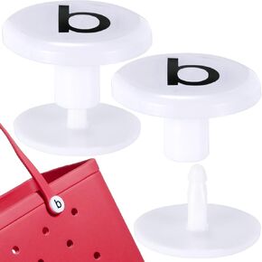 hinzic 2pack حرف b استبدال المسامير لحقيبة بوج مقابض الأشرطة، أزرار مطاطية بيضاء أبازيم إصلاح الملحقات للنساء الفتيات الشاطئ بركة حمل الحقائب