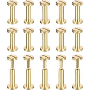 uxcell 30Pack Brass Chicago Screws, 8x6mm Flat Head Screw Back Binding Post Nail Stud Rivets Fastener for DIY Leather Craft Belt Strap