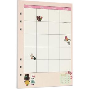 Zelten 40 Sheets 80 Pages Colorful Loose Leaf Punched Paper Refills Paper for 6 Hole Binder Personal Organizer Diary Notebook Refillable Planner (A6, Bunny Ruled & Squared)