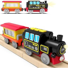 Battery Operated Train (Magnetic Connection) - Powerful Engine Train Compatible with Thomas, Brio, Chuggington - Toddler Toy