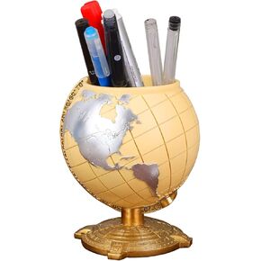 Globe Pen Holder Desk Decor Organizer Cute Cool Fun Vintage Pencil Cups Gifts for Teacher Kids Men Desk Accessories for Office Home School (Blue)