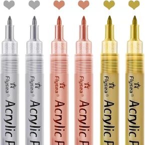 EBOT Premium Metallic Markers Pens - Rose Gold, Silver and Gold Paint Pens for Black Paper, Glass, Rock Painting, Halloween Pumpkin, Card Making, Scrapbook Album, Christmas DIY Art Craft Kids