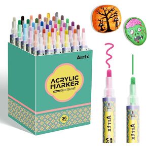 Arrtx Acrylic Paint Pens 48 Colors, 3mm Medium Tip Acrylic Paint Markers Quick Drying for Rock Painting, Wood, Ceramic, Fabric, Glass, Canvas, Plastic, Metal, Stone, Card Making and DIY Crafts