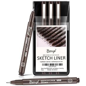 Bianyo Sepia Tone Micro Pen Set, 5 Assorted Tips - Warm Pigment Ink Pens for Vintage Sketching, Nature Illustrations, and Elegant Calligraphy, Water-Resistant and Archival Quality