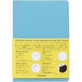 Nitoms S4110 STALOGY Notebook, A5, Squared, 1/2 Ear, Blue