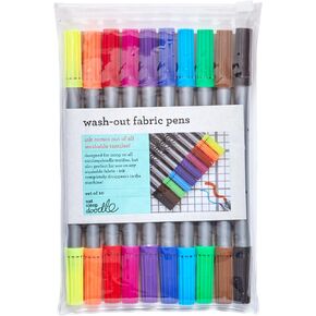 eatsleepdoodle Artist Set of 20 Original Doodle Wash-Out Fabric Marker Set - Double-Ended Felt Tips in Handy Storage Box