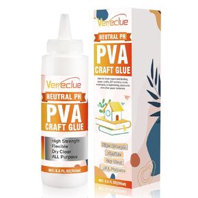 PH Neutral PVA Adhesive 8.5 Oz, Archival Quality Acid-Free Book Binding Glue, Dries Clear and Remains Flexible, Used for Framing, Collages, Paper Crafts