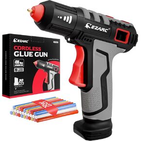 EZARC Cordless Hot Glue Gun with 30 Pcs Mini Glue Sticks, 15s Heating Fast Mini Glue Gun kit, Smart Power-Off, 2500 mAh Rechargeable Battery, DIY, Crafts, Decorations, Home Repairs, Gray