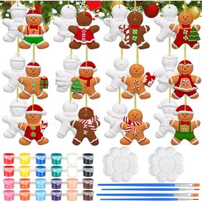 Watersay 24 Pcs Ceramic to Paint Christmas Cooking Gingerbread Man Kit Chef Gingerbread Man Ornaments for Christmas Tree Ceramic Painting Kit Xmas Craft Paint Ready to Paint Ceramics(Classic Style)