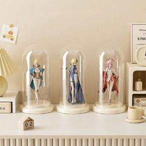 Clear Acrylic Display Case with Lid,Handmade,Doll,Collectibles and Figurine Organizer Box,Dustproof Display Case for Collectible (Cream, 3 Pack)