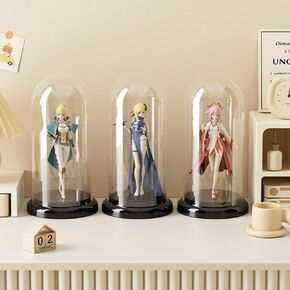 Clear Acrylic Display Case with Lid,Handmade,Doll,Collectibles and Figurine Organizer Box,Dustproof Display Case for Collectible (Cream, 3 Pack)