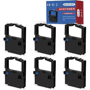 6-Pack OKI-420 Ribbon Cartridge Replacement for Okidata 42377801 for Microline 420, 421, 490, 491, ML420, ML421, ML490, ML491 (Black, 6-Pack)