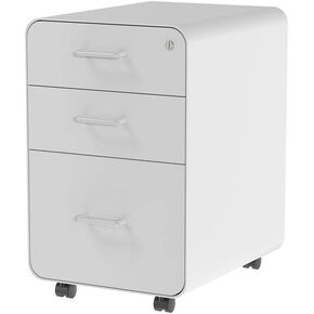 Monoprice Round Corner 2-Drawer File Cabinet - Black, Lockable with Seat Cushion - Workstream Collection (137880)