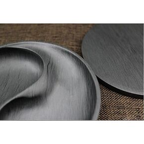 Easyou She Yan Taiji Ink Stone Chinese Calligraphy Round Inkstone Bagua Natural Stone Wavy with Cover 5"