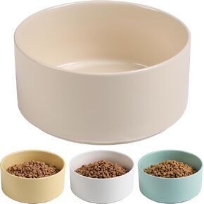 Non Slip Dog Bowls, Heavy Ceramic Dog Food Bowl with Silicone Base, Weighted Puppy Water Bowl No Spill, No Flip Pet Feeding Bowl for Big Cats, Puppies, Small and Medium Dogs (Beige, 6")