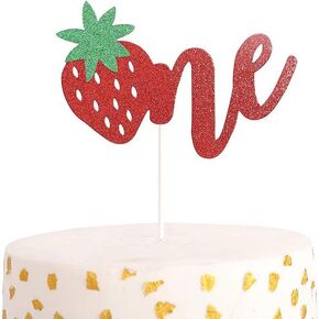 ZitTRo 1 PCS Strawberry Cake Topper 1st Birthday Cake Topper Red Glitter First Birthday Strawberry Cake Decoration for Baby Shower Kids 1st Birthday Party Supplies in Kuwait
