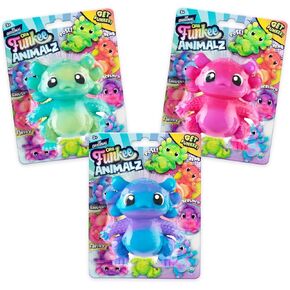 ORB Funkee Animalz MEGA Axolotl 3 Pack - Adorable, Funny, Stretchy, and Squishy Axolotls, Perfect to Squeeze for Stress Relief - Original Sensory / Fidget Collectible Toy Animals for Kids and Adults