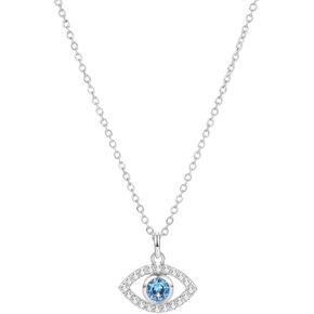 JSGEMSLEE White Gold 14K Gold Plated Necklaces for Women Evil Eye Necklace for Women Girls Evil Eye Hamsa Hand of Fatima Pendant Necklace Good Luck Necklace Jewelry