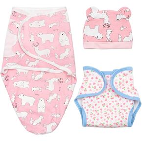 Reborn Baby Doll Clothes Accessories 3Pieces Pink Suit for 17-22 inch Reborn Dolls Newborn Baby Swaddle Hat Diapers