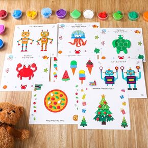 Hoolerry 8 Pieces Play Dough Activity Mats Play Mats for Clay or Dough Play Dough Clay Mats Accessories for Family