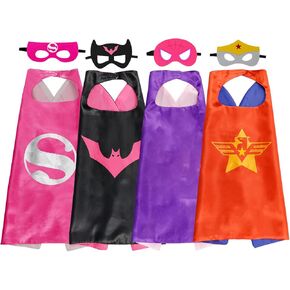 RioRand Superhero Capes for Kids,Superhero Costume for Girls Boys Christmas Halloween Dress Up for 3-10 Year Old 4-PACK