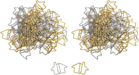 House Shaped Paper Clips, Real Estate Agent Office Supply (Gold and Silver - 50 Pack) in Saudi Arabia