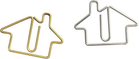 House Shaped Paper Clips, Real Estate Agent Office Supply (Gold and Silver - 50 Pack) in Saudi Arabia