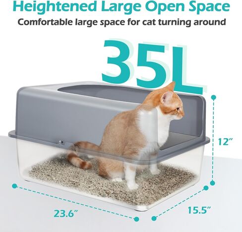 Stainless Steel Litter Box with Lid, Cat Litter Box Enclosure, High Sided Kitty Litter Box, Extra Large Litter Box, Covered Litter Box, 23.5*15.5*12, XL Litter Box, Metal Litter Box wIth Litter Mat in Saudi Arabia
