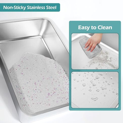 Stainless Steel Litter Box with Lid, Cat Litter Box Enclosure, High Sided Kitty Litter Box, Extra Large Litter Box, Covered Litter Box, 23.5*15.5*12, XL Litter Box, Metal Litter Box wIth Litter Mat in Saudi Arabia
