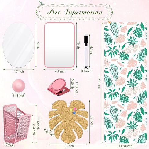 Harloon 15 Pcs Locker Decoration and Organizer Kit Tropical Locker Wallpaper Magnetic Pen Holder Magnetic Mirror Whiteboard Marker Cork Board with 3 Push Pins 3 Magnetic Clip 6 Magnets (Cactus) in Kuwait
