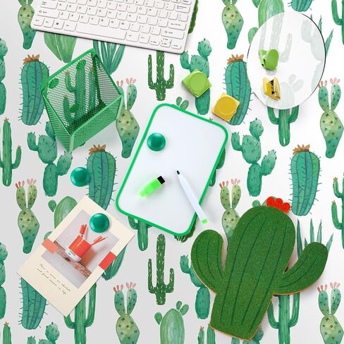 Harloon 15 Pcs Locker Decoration and Organizer Kit Tropical Locker Wallpaper Magnetic Pen Holder Magnetic Mirror Whiteboard Marker Cork Board with 3 Push Pins 3 Magnetic Clip 6 Magnets (Cactus) in Kuwait