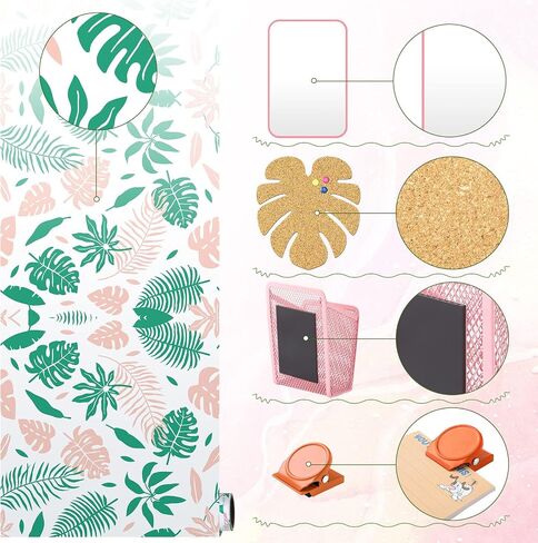 Harloon 15 Pcs Locker Decoration and Organizer Kit Tropical Locker Wallpaper Magnetic Pen Holder Magnetic Mirror Whiteboard Marker Cork Board with 3 Push Pins 3 Magnetic Clip 6 Magnets (Cactus) in Kuwait